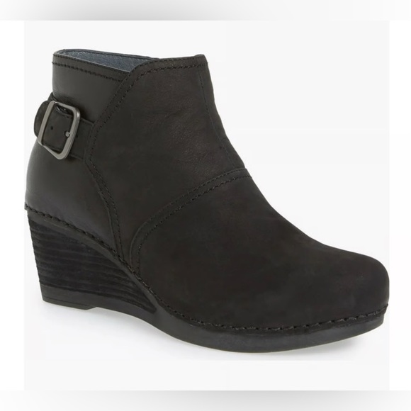 Dansko Shirley Black Ankle Boots with Buckle - Picture 1 of 12